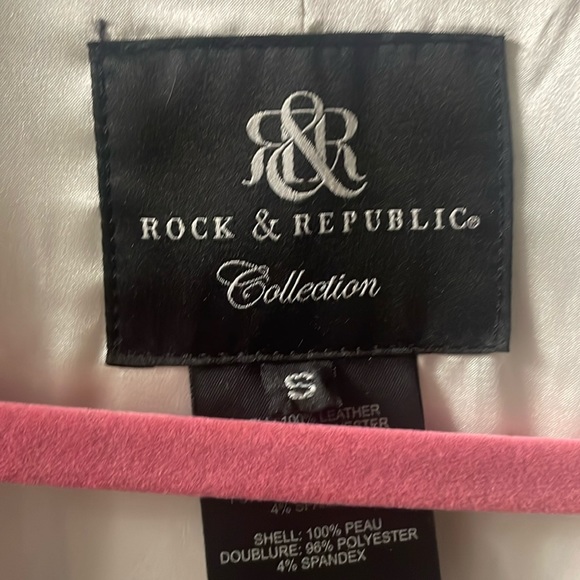 A vintage, white leather, supple Rock & Republic Collection.Shell is polyester. - Picture 3 of 6